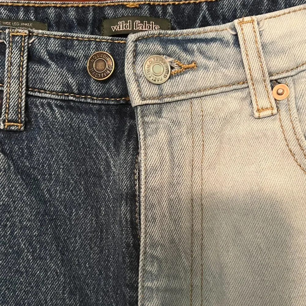 Wild Fable Two Tone High Rise Wide Leg Jean, Above Ankle Length, S-8/29R - Picture 5 of 6